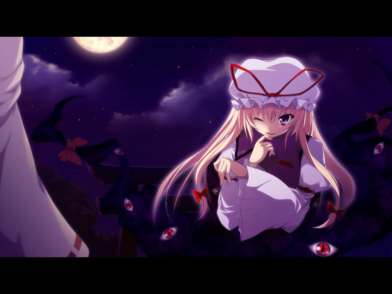 anime girl with cats at night