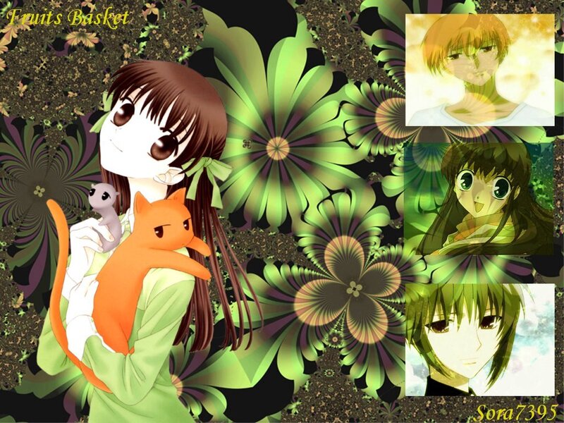 Anime Girl with Cats — Green