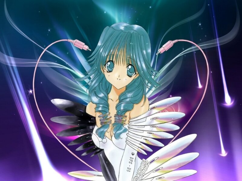 anime girl with CD wings