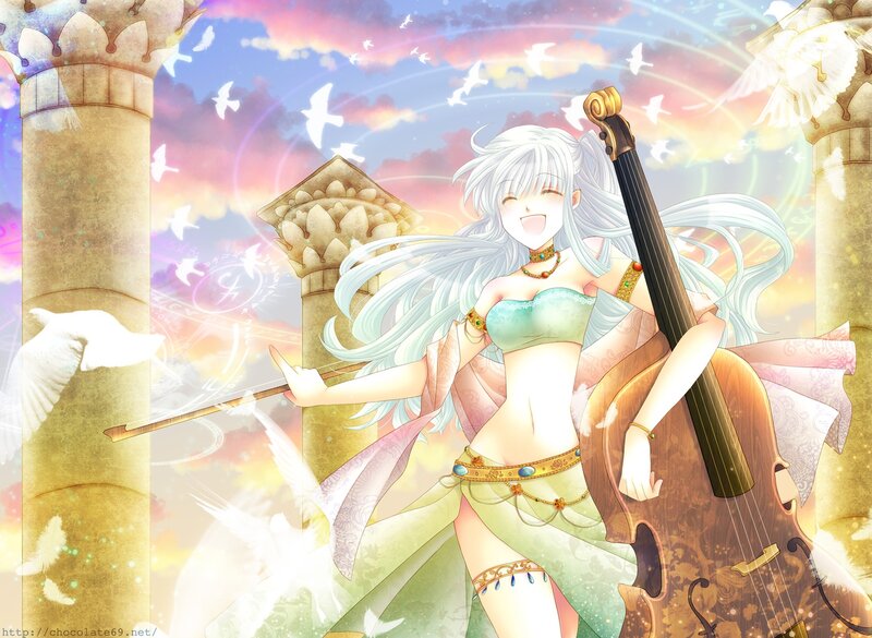 Anime Girl with Cello — Pink