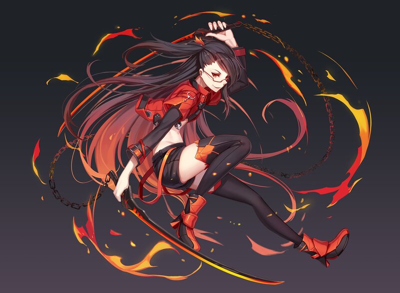 Anime Girl with Chain Weapon — Black