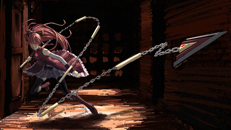 Anime Girl with Chain Weapon — Brown, Dramatic