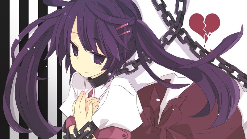 Anime girl with chains and broken heart