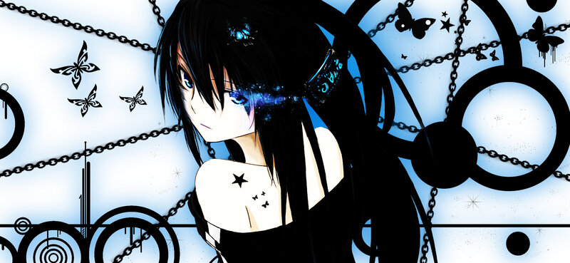 anime girl with chains and butterflies
