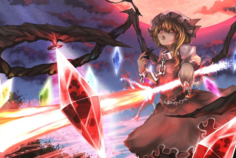 anime girl with chains and crystals