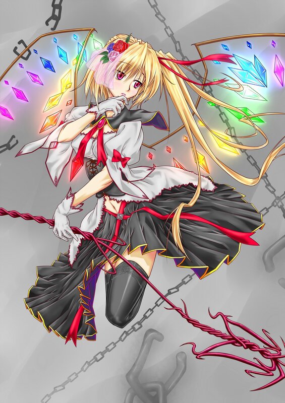 anime girl with chains and crystals