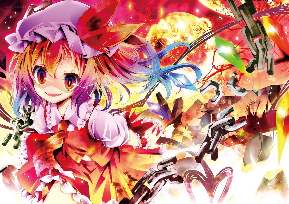 Anime girl with chains and explosion