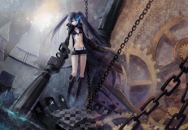 anime girl with chains and gears