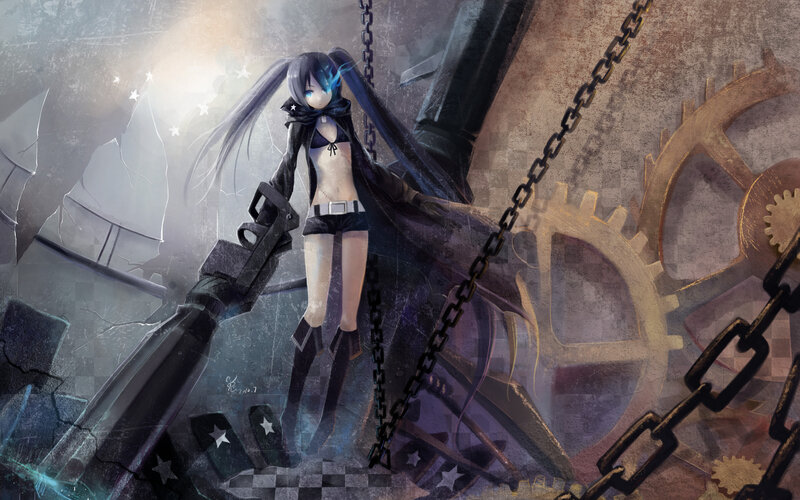 anime girl with chains and gears