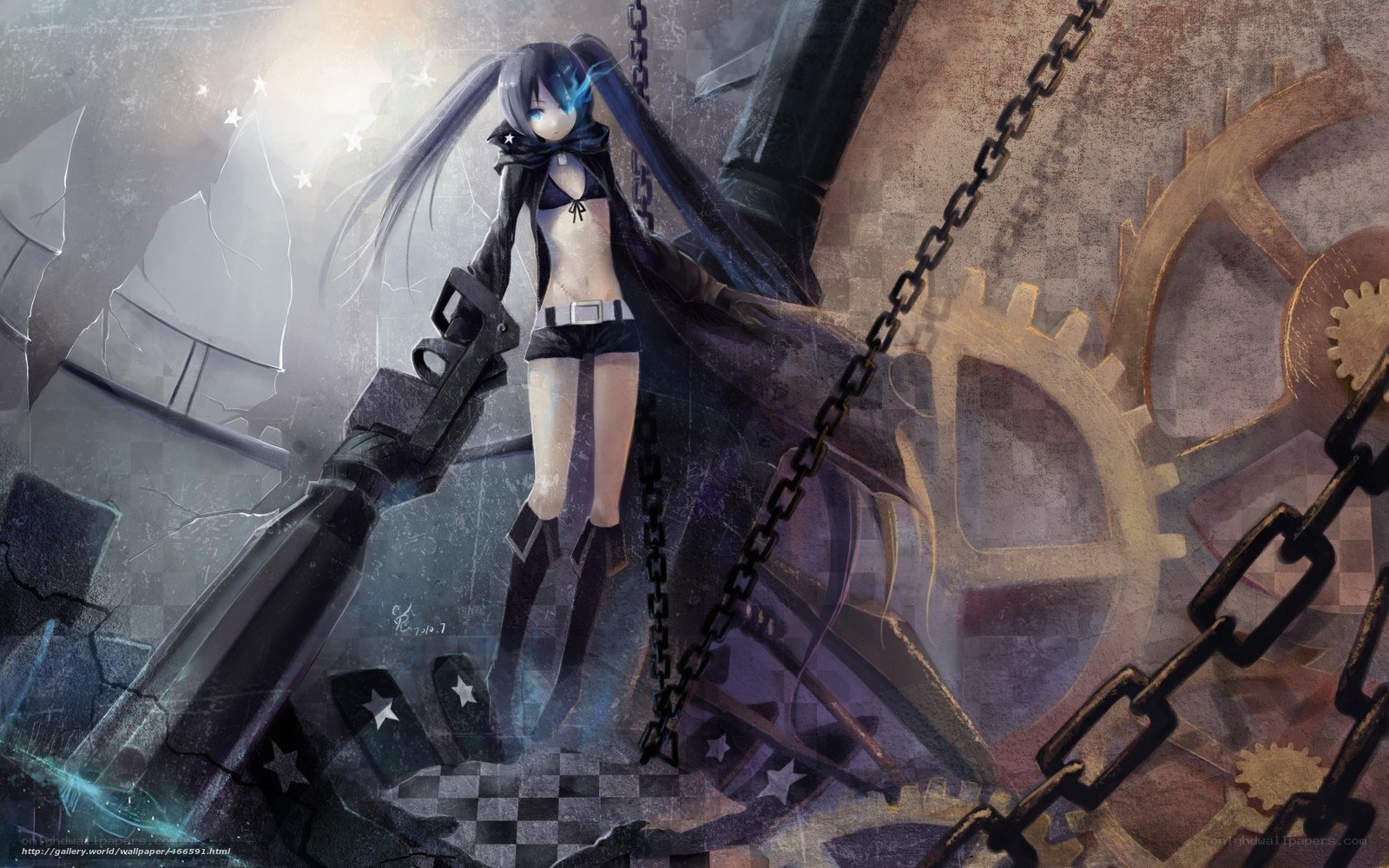 Anime girl with chains and gears