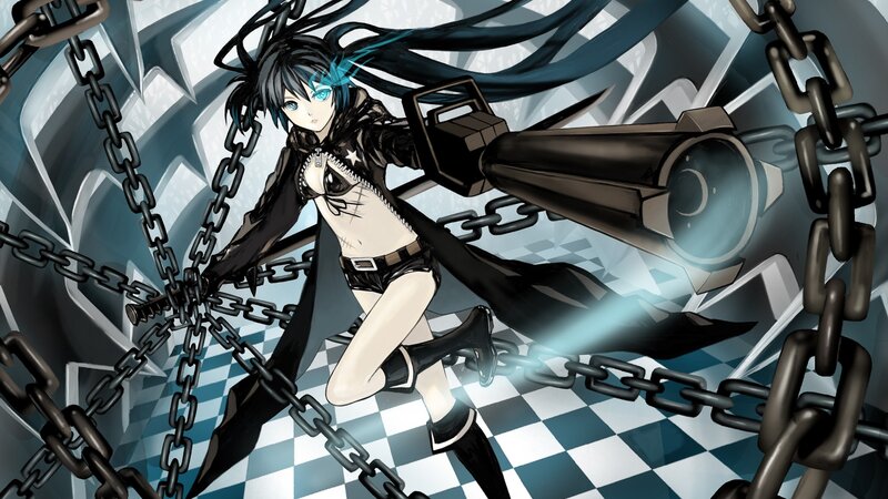 anime girl with chains and gun