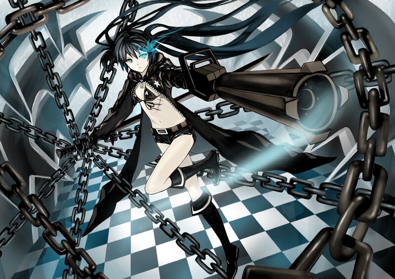 anime girl with chains and gun