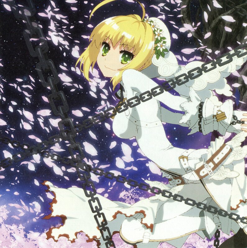 Anime girl with chains and petals