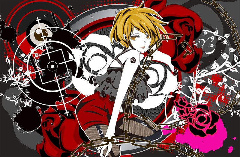 anime girl with chains and roses