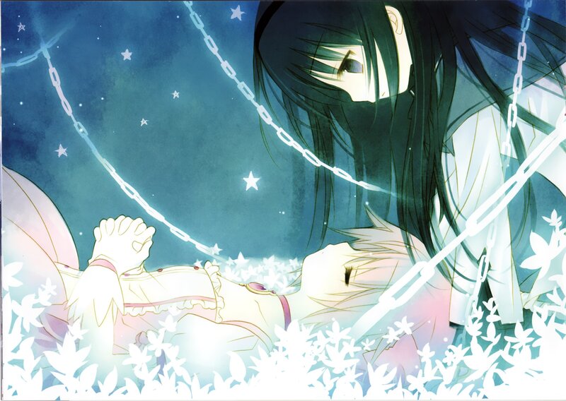 Anime girl with chains and stars