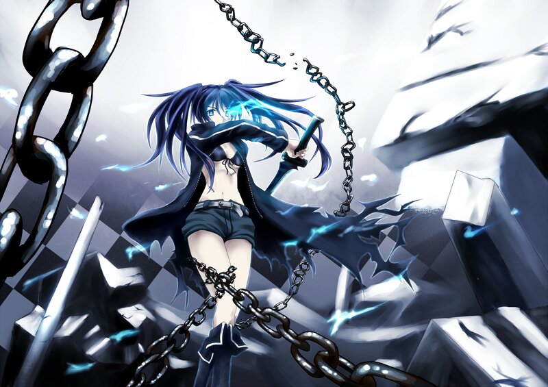 anime girl with chains and sword