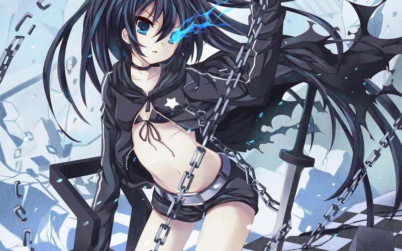 anime girl with chains and sword