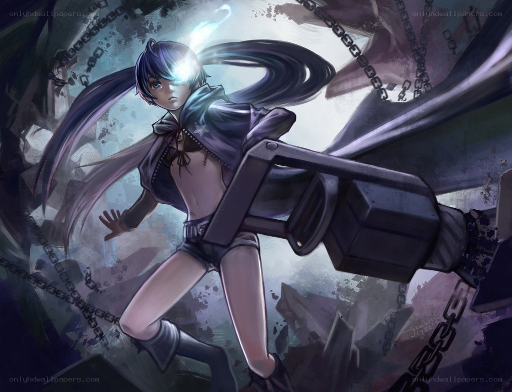 Anime girl with chains and weapon