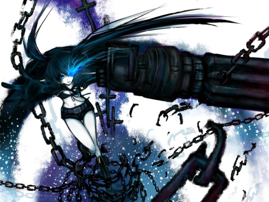 Anime girl with chains and weapon