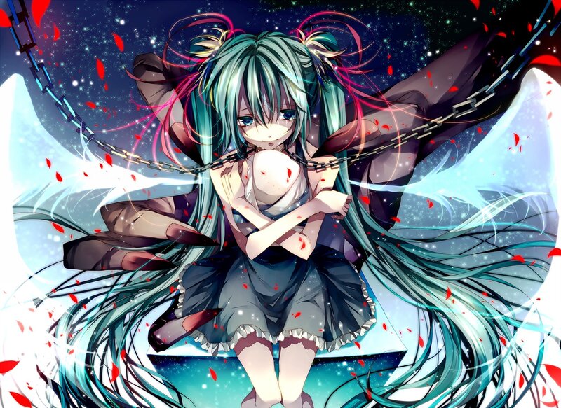 Anime girl with chains and wings
