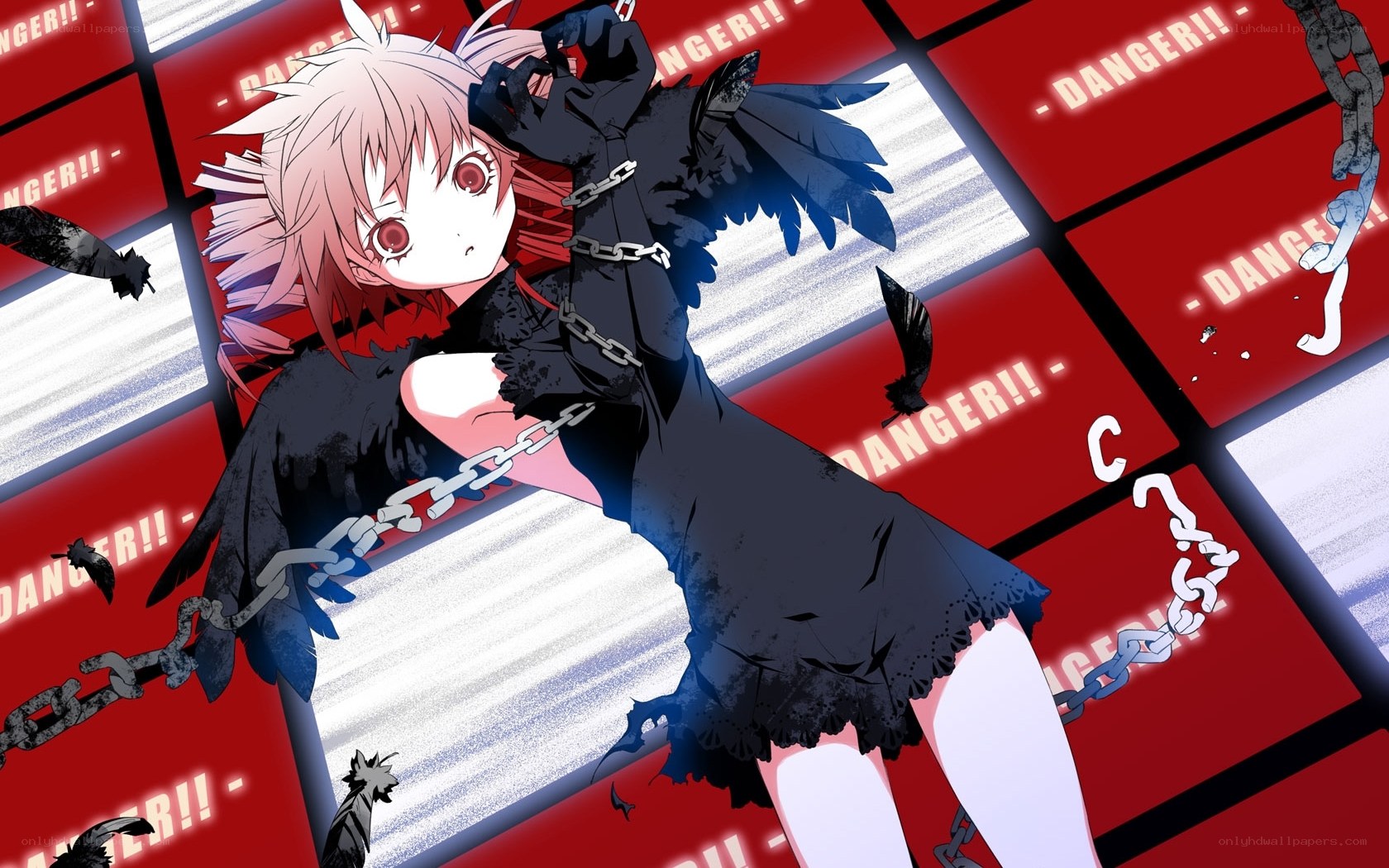 anime girl with chains and wings