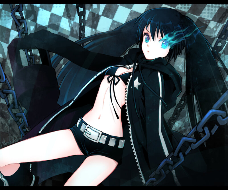 Anime Girl with Chains — Black, Dramatic, Digital Art, Cape