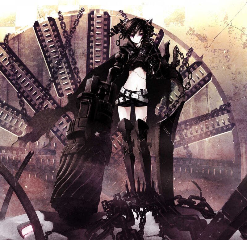 Anime Girl with Chains — Black, Dramatic, Digital Art, Mechanical Armor