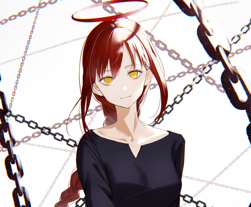 Anime Girl with Chains — Black, Dramatic, Halo