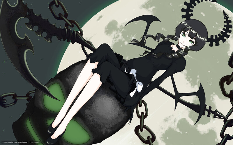 Anime Girl with Chains — Black, Dramatic, Night, Moon, Scythe
