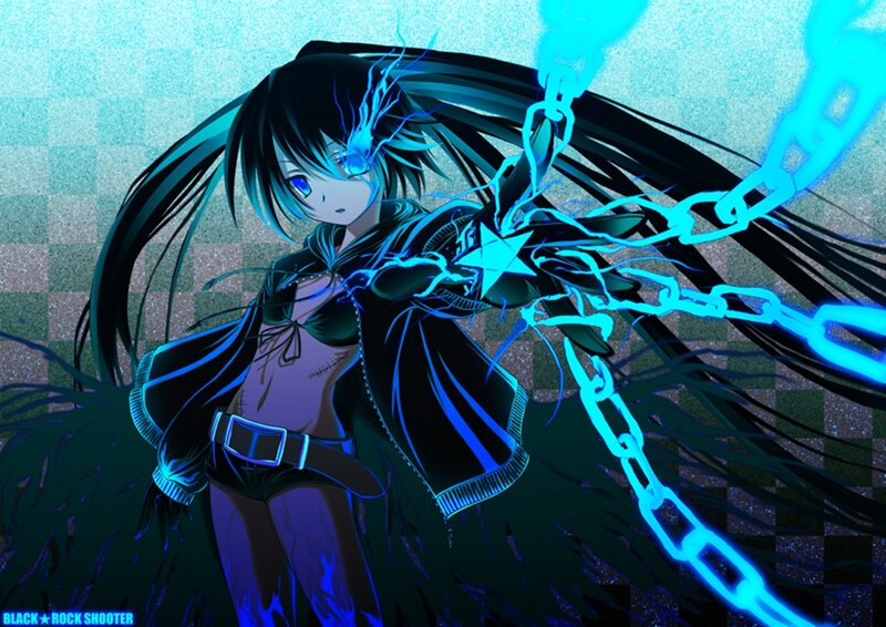 Anime Girl with Chains — Blue, Dramatic, Digital Art, Electricity