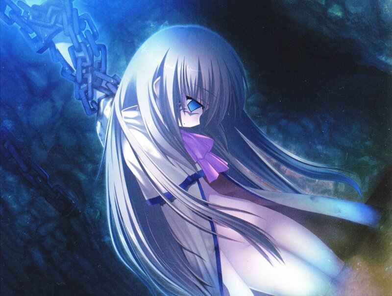 Anime Girl with Chains — Blue, Dramatic, Night, Long Hair