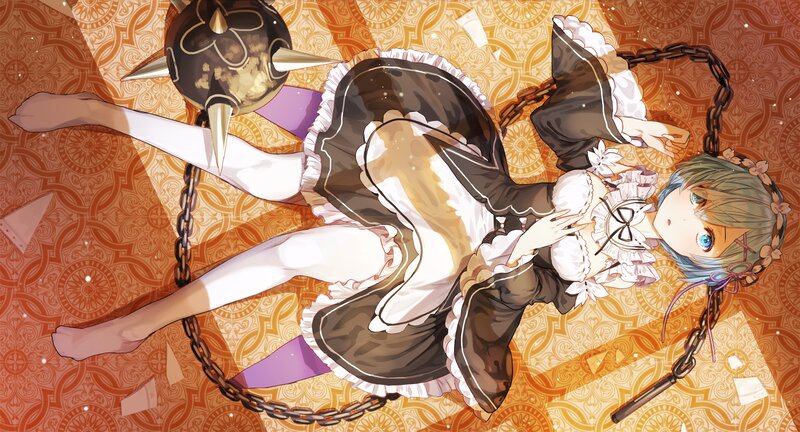 Anime Girl with Chains — Brown, Dramatic, Digital Art, Flail