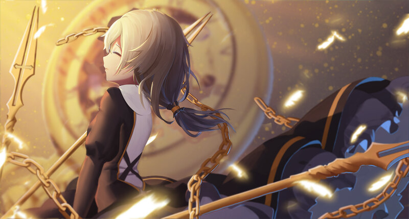 Anime Girl with Chains — Gold