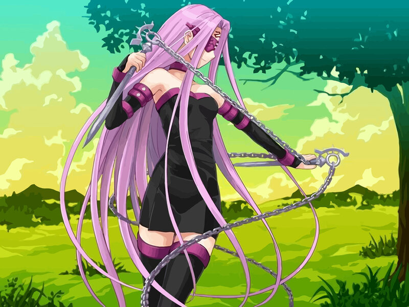 Anime Girl with Chains — Green, Dramatic