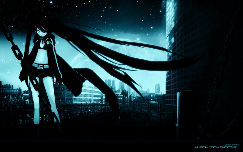 anime girl with chains in city