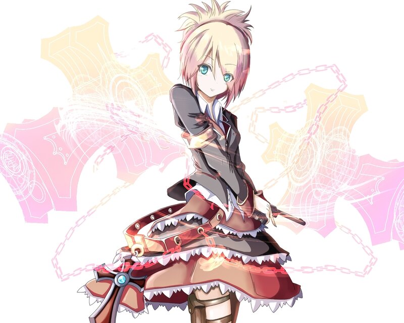 Anime Girl with Chains — Pink, Dramatic, Sword, Skirt