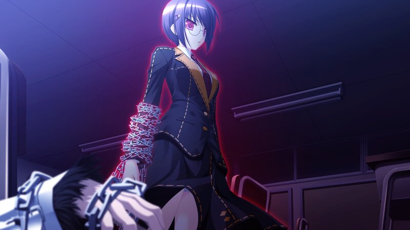 Anime Girl with Chains — Purple, Dramatic, Night, School Uniform