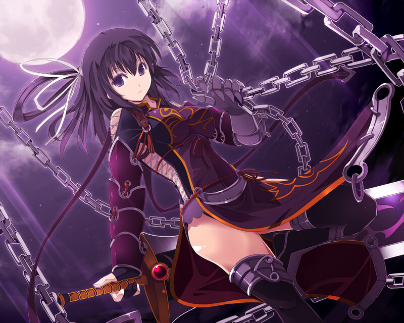 Anime Girl with Chains — Purple, Dramatic, Night