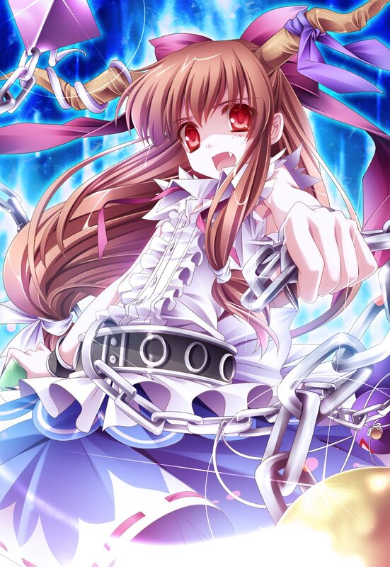 Anime Girl with Chains — Purple, Dramatic, Red Eyes
