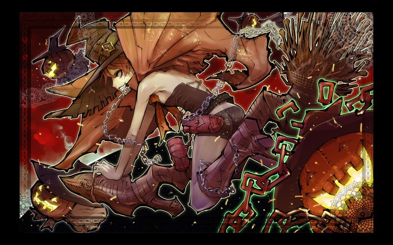 Anime Girl with Chains — Red, Dramatic, Night, Manga