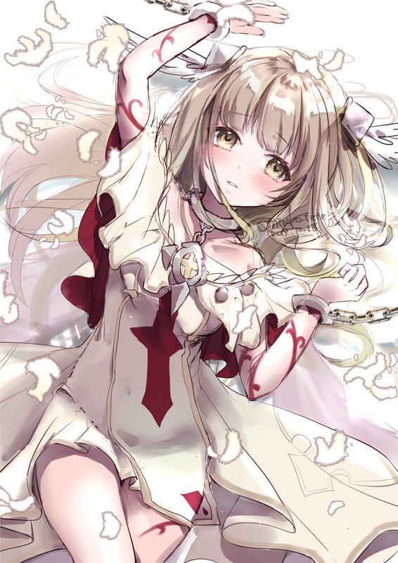Anime Girl with Chains — White, Dramatic, Digital Art