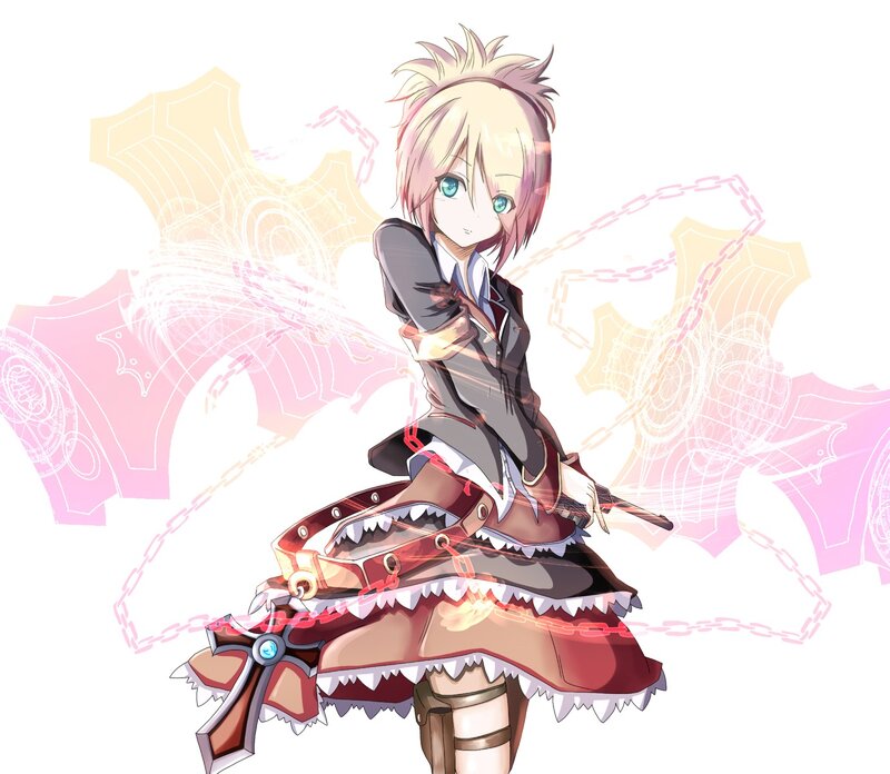 Anime Girl with Chains — White, Dramatic, Skirt