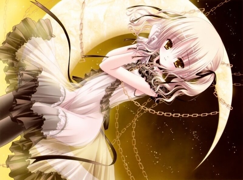 Anime Girl with Chains — White