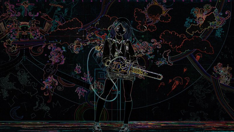 Anime Girl with Chainsaw — Black, Dark