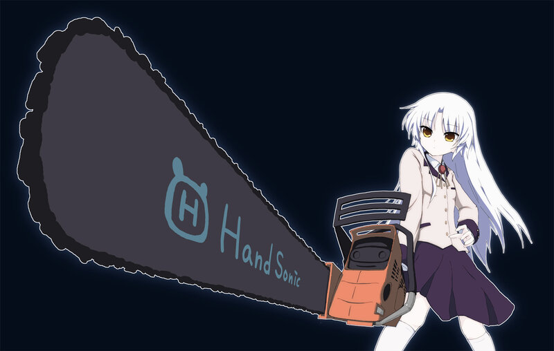 Anime Girl with Chainsaw — Black, Dramatic