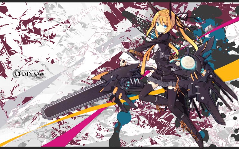 Anime Girl with Chainsaw — Black, Dynamic, Cat Ears