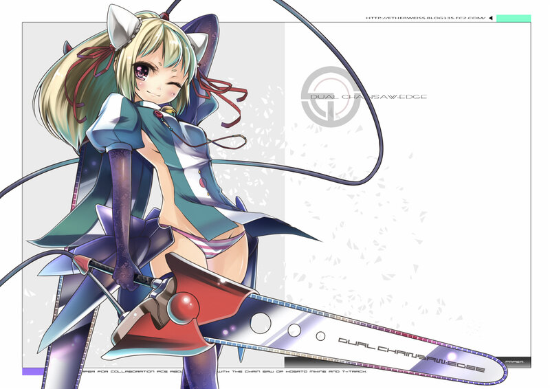 Anime Girl with Chainsaw — Blue, Playful