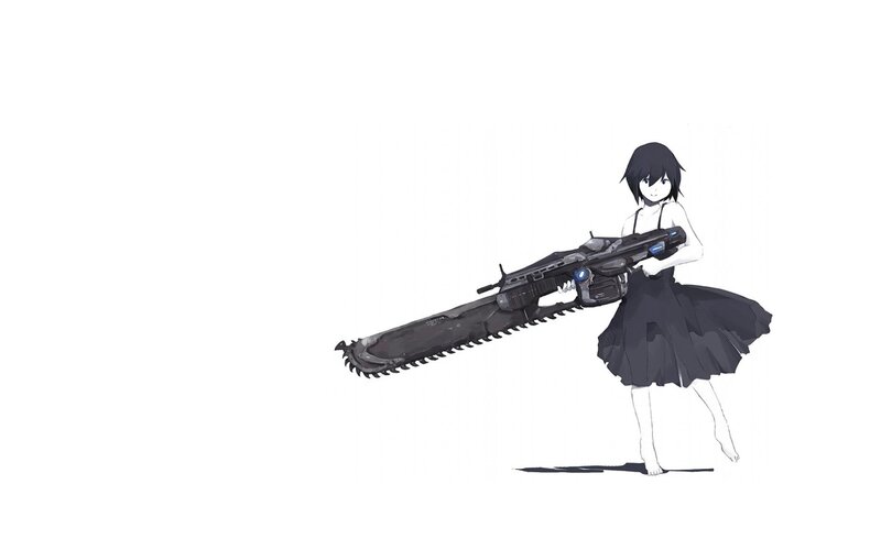 anime girl with chainsaw gun