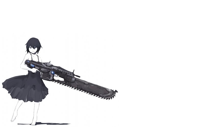 anime girl with chainsaw gun