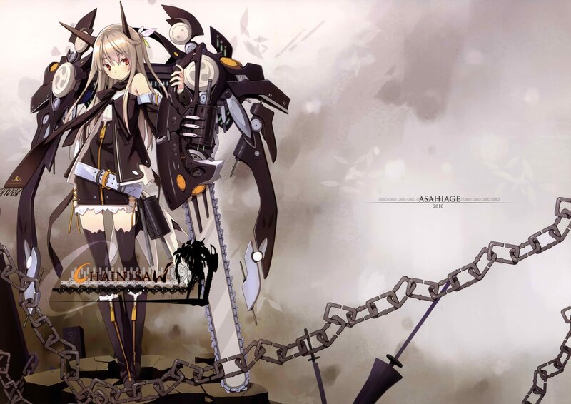 Anime girl with chainsaw mech